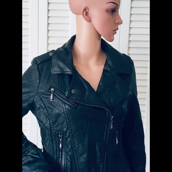 VINTAGE🌈Cool Vegan Leather Bomber Jacket!🌈EUC! - Picture 2 of 5